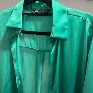 Zara Vibrant Green Satin Top